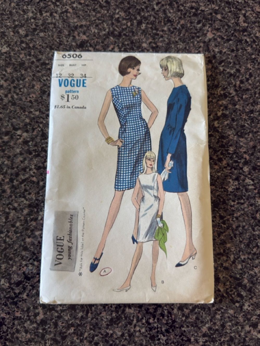 Vogue Young Fashionables 1960s Mod Sewing Pattern Cut and Complete 6506 Size 12